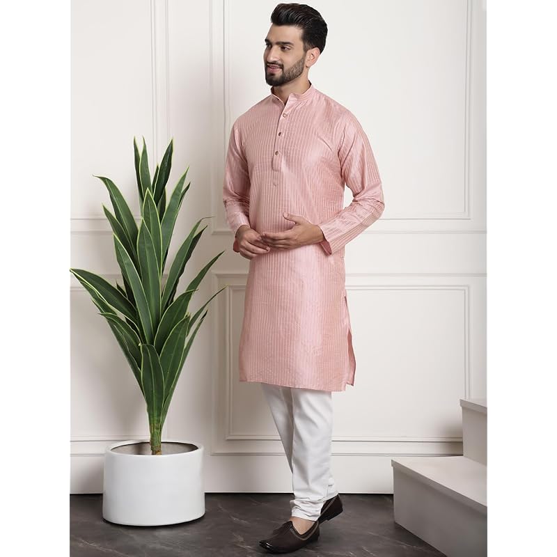 SOJANYA (Since 1958 Men' Silk Blend Kurta and OffWhite Pyjama With Nehru Jacket