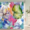High Quality Colorful Flowers Plant Leaves Shower Curtains Waterproof Bathroom Curtain Bath Curtain With Hooks Shower Curtain
