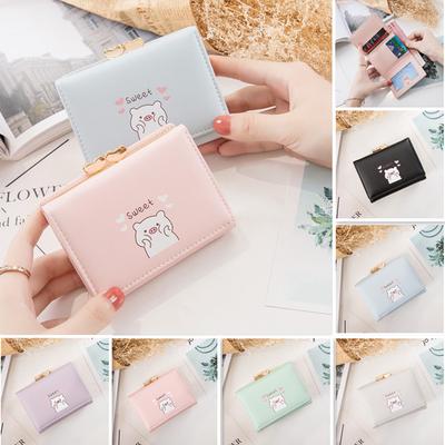 Newest Simple Folding Wallet Student Cute Cartoon Card Clip Coin Purse Female Short Money Clip Coin Bag Wallets For Women Sac