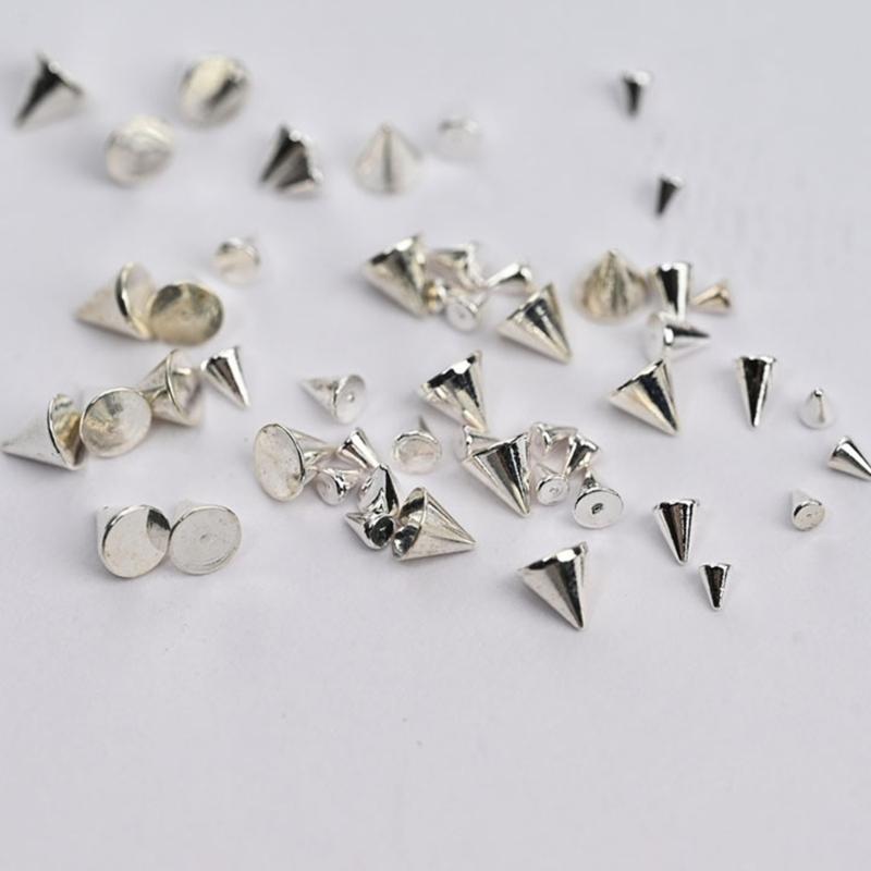 Pack Of 6 Unique Style Metal Nail Art Studs Assorted Shapes Bold Gothic Decorations For DIY Manicure Designs
