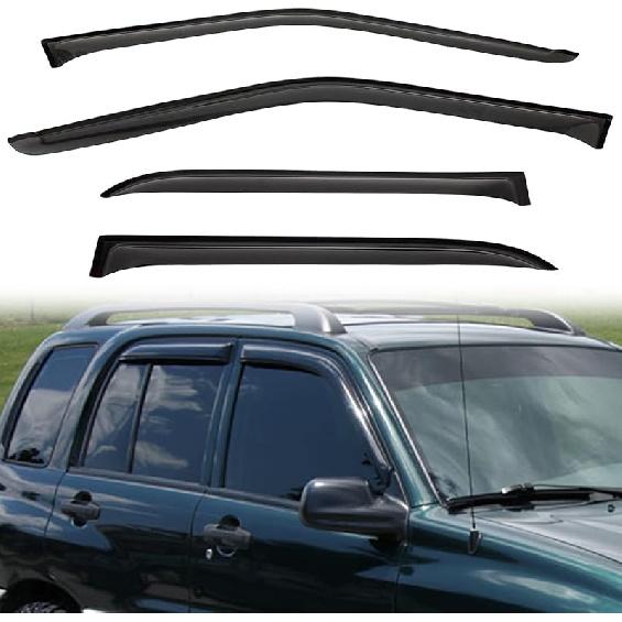In-Channel Rain Guards Compatible With 2001-2005 Sport Trac 1997-2001 Mercury Mountaineer 1991-2001 Explorer Side Window Visor Wind Deflector Vent
