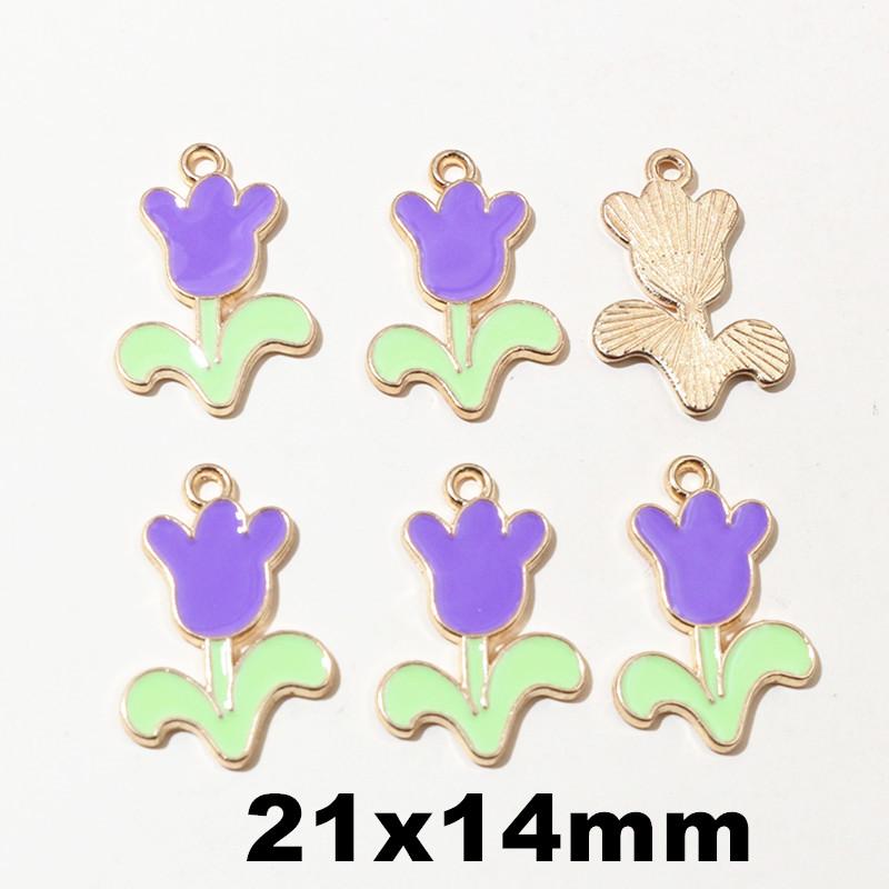 20pcs 17x14mm Flower Charms Pendant Enamel Alloy Small Cute Flower Charms DIY Jewelry Accessories Findings for Necklace Earrings
