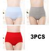 3PCS/Set Women's High Waist Cotton Panties Briefs Soft Breathable Comfy Underwear Plus Size M-3XL