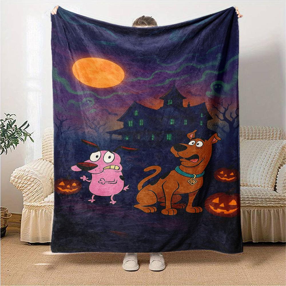 1pc Scooby Doo Halloween Soft Warm Throw Blanket Nap Blanket For Couch Sofa Office Bed Camping Travel,Comfortable
