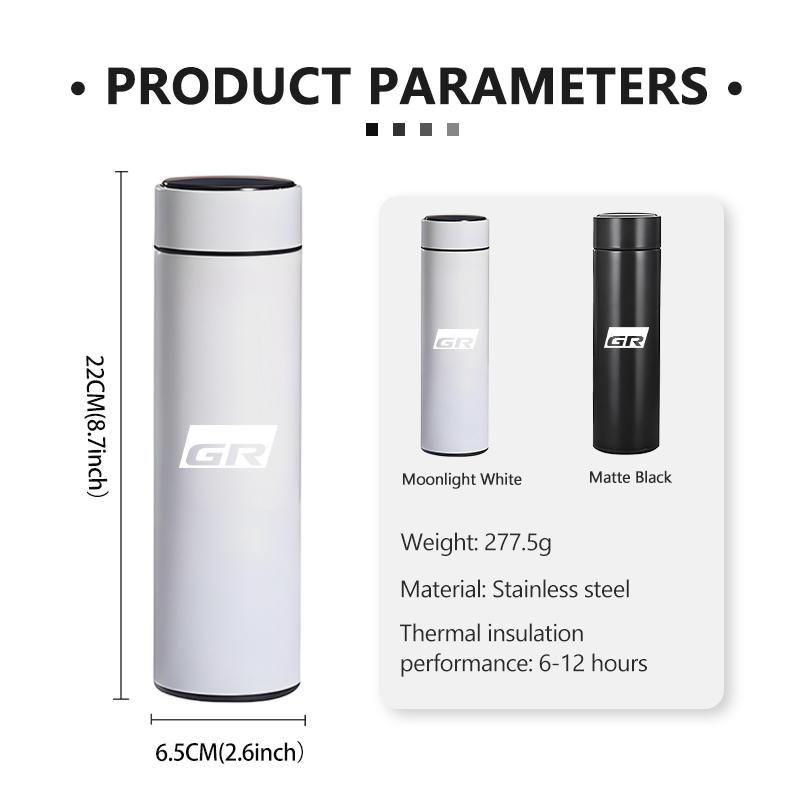 For Toyota Car Intelligent Thermos Cup Stainless Steel Insulation Cup Auto Accessories Gazoo Racing TRD Corolla Yaris Chr Auris