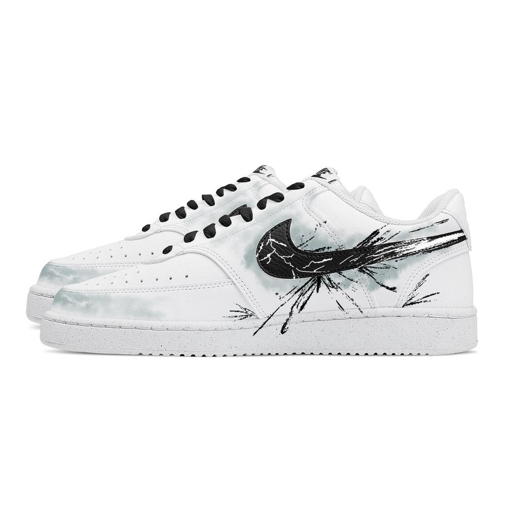 Nike Court Vision 1 Skateboard Shoes Men's Low Top White/Black/Green DH2987-101(Team773--)