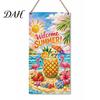 Porch Hanging Sign Summer Wooden Sign, Welcome Front Door Decor with Decorative Rope, Colorful Hanger for Seasonal Farmhouse Beach House Wall Art