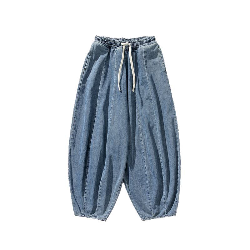 Men's Pants Japanese Retro Loose Haren Straight Leg Pants Wide Leg Cowboy Lantern Pants