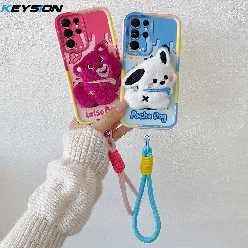 

KEYSION Cute 3D Cartoon Plush Case for Samsung S25 Ultra 5G with Lanyard Silicone Shockproof Phone Cover for Galaxy S25+ Plus for Galaxy S25 Ultra