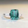 Jiu Mei Emerald Cut Zircon & High Carbon Diamond Ring In S925 Sterling Silver