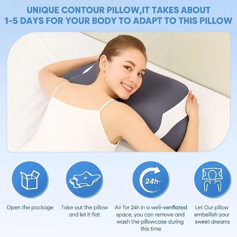 Cervical Pillow for Neck Support Ergonomic Butterfly Memory Foam Pillows for Sleeping Side Back Stomach Orthopedic Bed Pillow