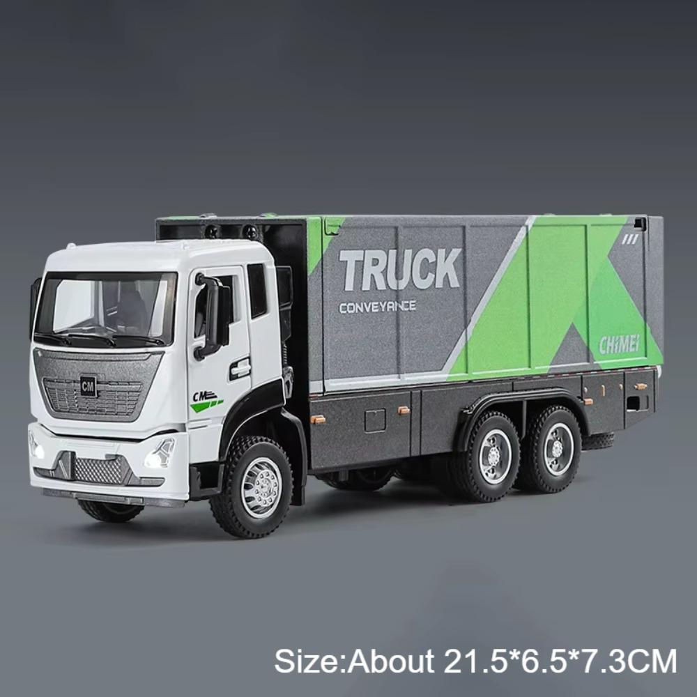 1:32 Doppelschichtiger Transportwagen Container LKW Modell Spielzeug Rückziehfunktion Sound Licht Ingenieurfahrzeug Modelle Kinderspielzeug Geschenke gray