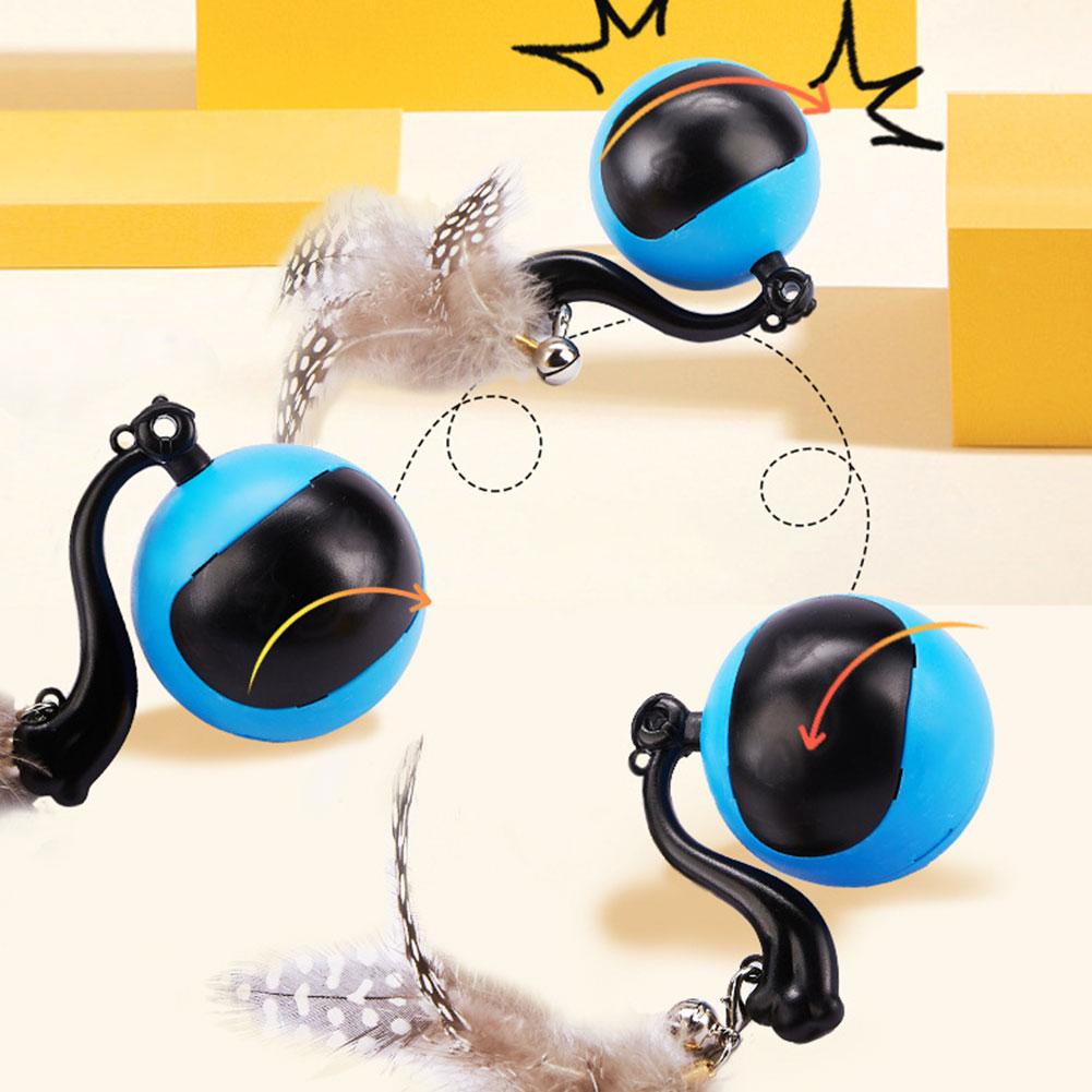 Interactive Cat Toy Ball Fast Rolling In Pouch Automatic Rolling Ball Anti-Depression Pet Toy for Indoor Cat Kitten