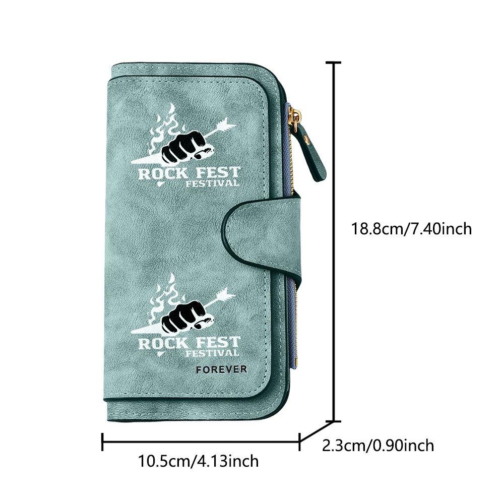 Rock music festival long zipper wallet, large-capacity card holder, unisex clutch bag, stylish zippered coin purse, suitable for daily use, a great