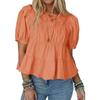 New Summer Puffed-sleeve Doll Shirt, Short-sleeved Loose and Casual A-line Pleated Stylish Top
