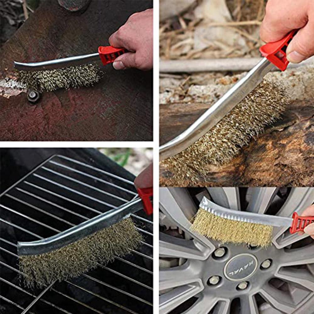 Long Plastic Handle Steel Wire Hand Scratch Knife Brush for Cleaning Welding Slag and Rust