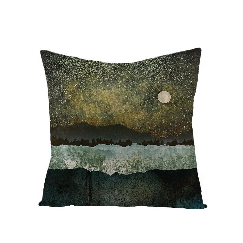 Home Landscape Polyester Pillowcase Home Digital Printing Sofa Cushion Waist Pillowcase
