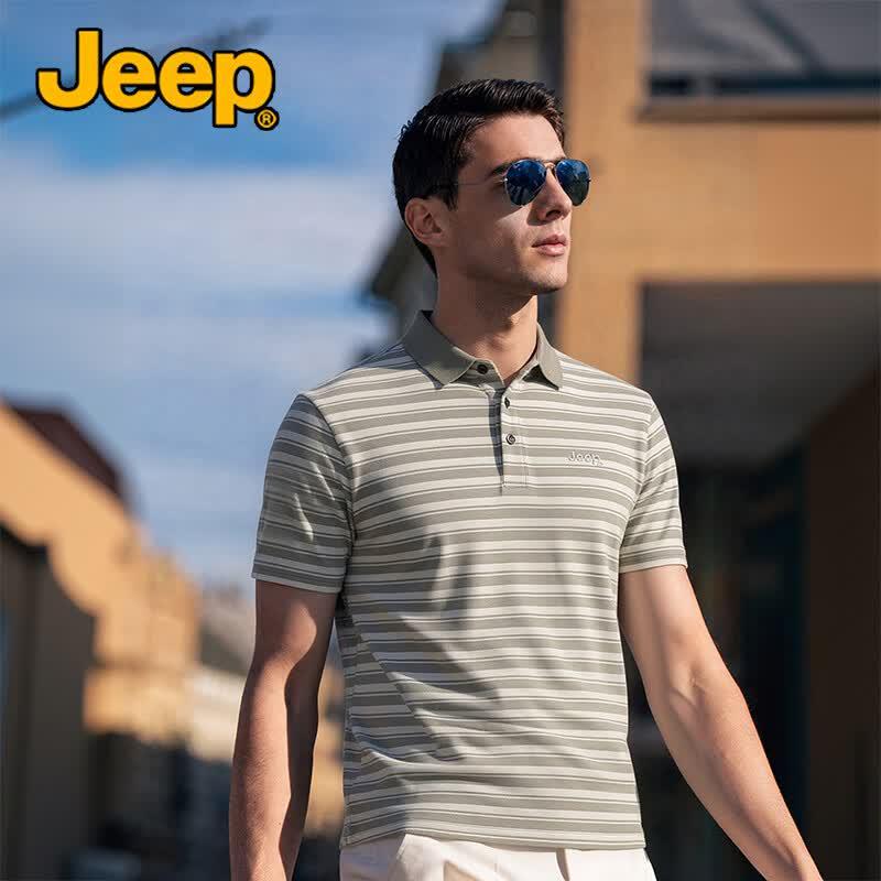 JEEP Men s Wrinkle-Resistant Striped Breathable Polo Shirt M