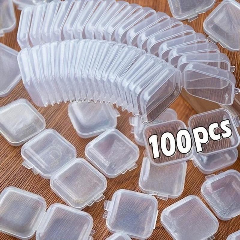 Großhandel Mini Square Aufbewahrungsbox Transparent Kunststoff Flip Cover Kleine Fall Pille Schmuck Ohrringe Staubdichte Aufbewahrung Pack Boxen