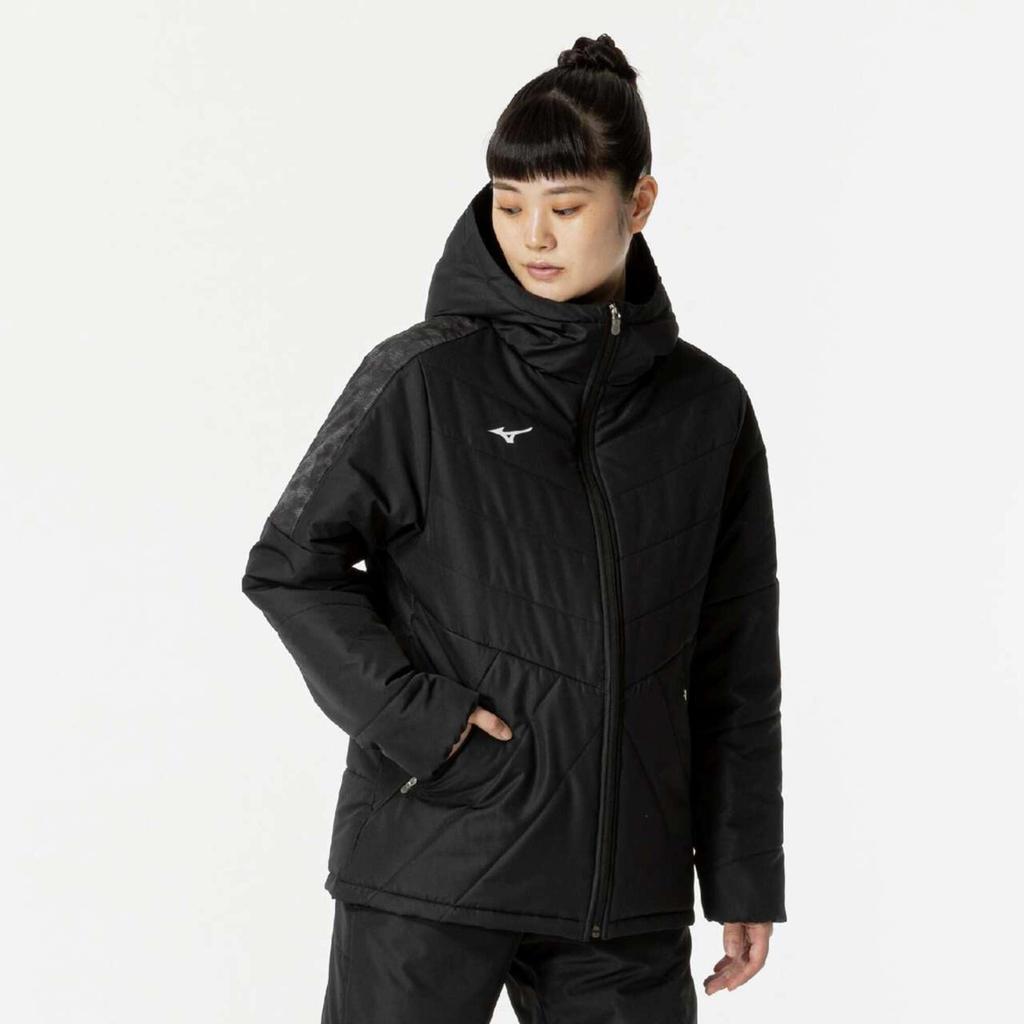 Mizuno Breath Thermo Training Insulated Black Wear, Coat, Moisture-Wicking, Heat-Generating, Water-Repellent, 32MEB835, Women's,