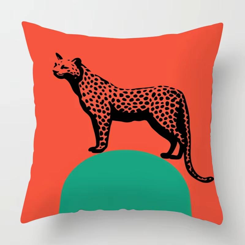Geometric Animal Print Pillow Cover - Printed Machine Washable Cushion Case For Modern Home & Sofa Decor