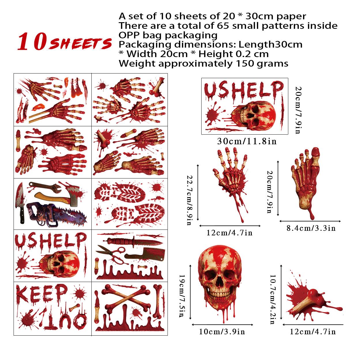 

Хэллоуин Украшения Отпечаток руки Отпечаток ноги Наклейки Прилипающие Наклейки Окно Ванная Пол Туалет Зомби Украшения Декор для вечеринки на Хэллоуин, 10 листов