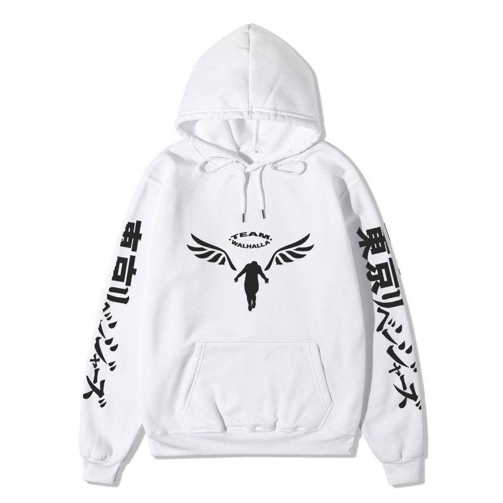 Men Women Fleece Hoodie Tokyo Revengers Walhalla Logo Autumn Winter Japanese Letter Street Long Sleeve Anime Sweatshirt