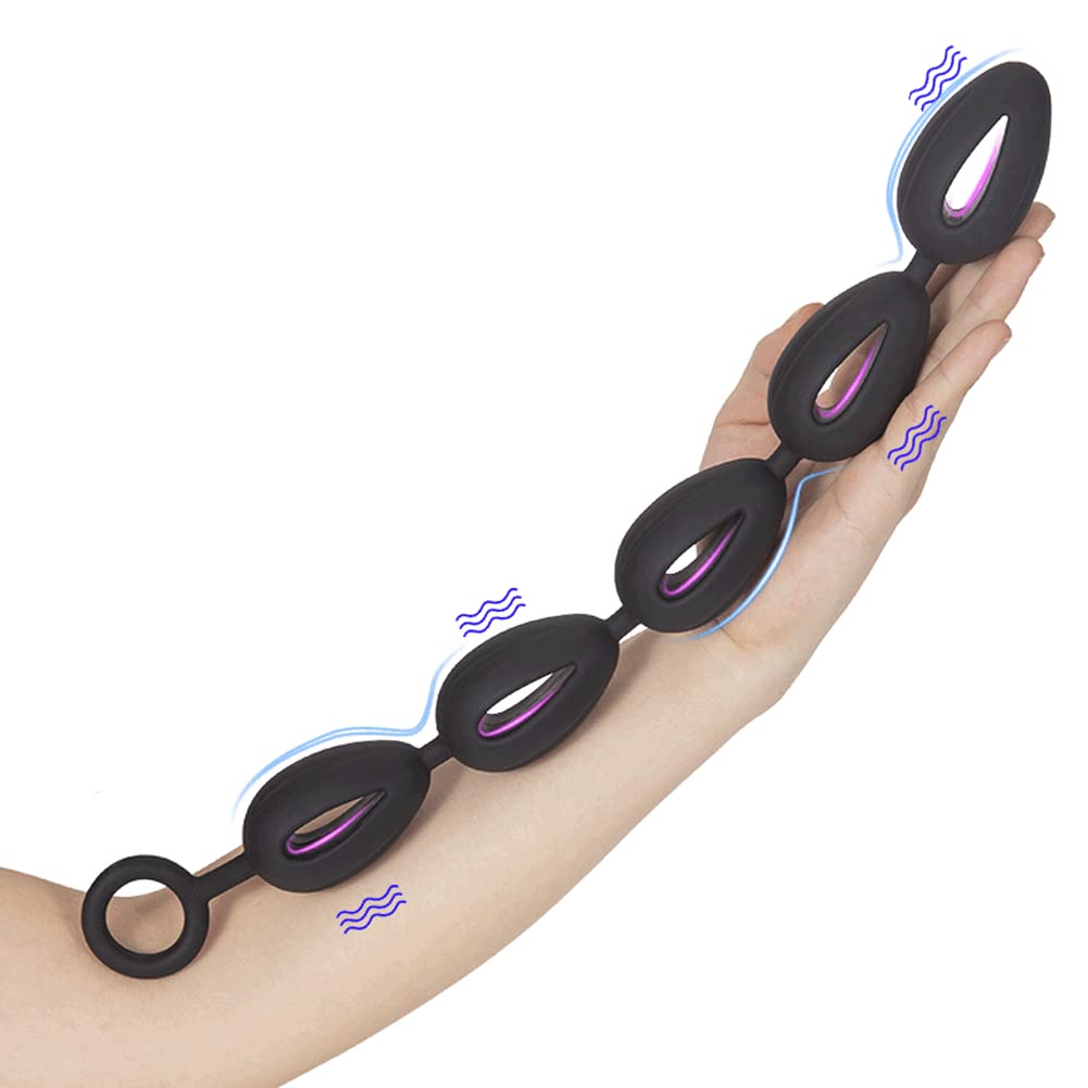Anal Beads Anal Plug Silicone Ring with 5 Connecting Beads Anal Pearl Anal Dildo Beginner Total Length 395mm