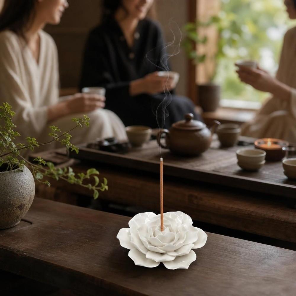 Ceramic Incense Burner Flower Design Incense Burning Tray Incense Stick Holder  Home Decor