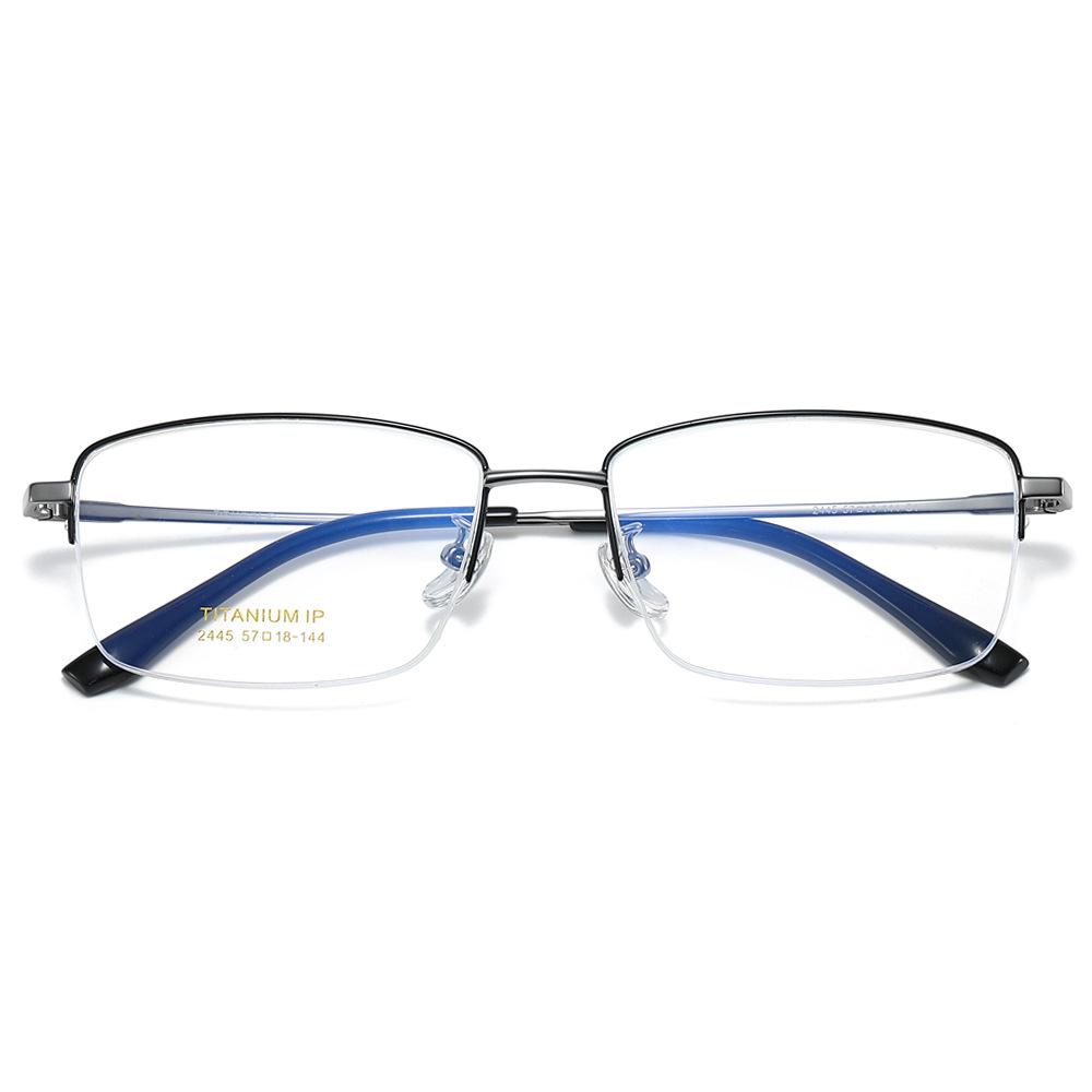 2024 Ultra-light Fashionable Square Semi-rim Titanium Blue Light Blocking Myopia Glasses