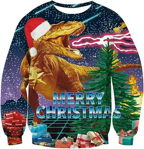 Rentier 3D-Druck Langarm Rundhals Sweatshirt - Herbst/Winter Weihnachts-Stil