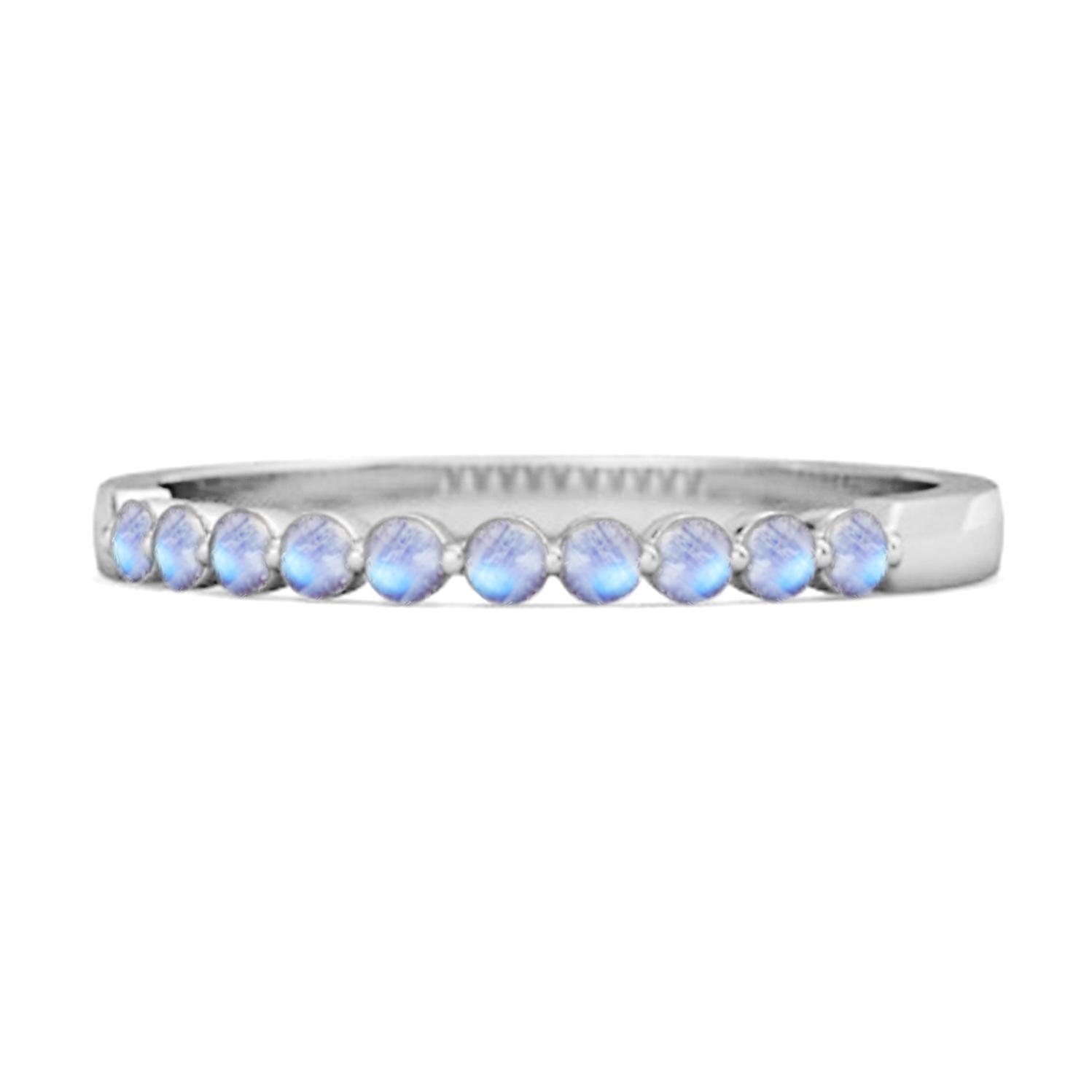 

Moonstone Half Eternity Design Band Ring- 925 Sterling Silver 9