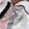 Versatile Elegant Silk Scarf Flower Embroidered Retro Triangular Scarf Breathable Solid Color Hair Ribbon for Women