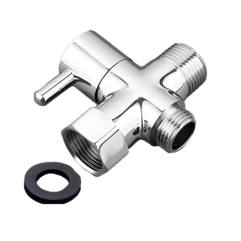 Black All-Copper Quick-Open Three-Way Water Splitter Valve for Showers