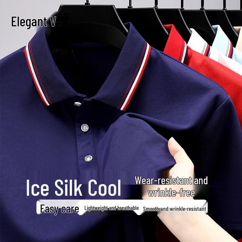 

Yalu Men s Ice Silk Short Sleeve Polo T-Shirt 4XL