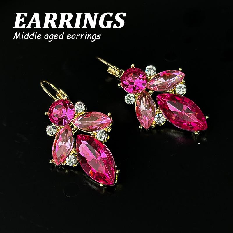 Boucles d'oreilles pendantes Zircon Fleur Colorée pour Femmes, Boucles d'oreilles pendantes Statement pour Fête & Usage Quotidien