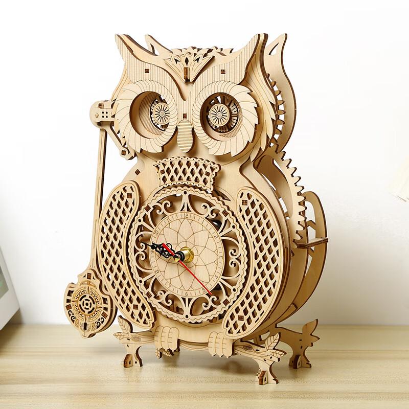 DIY 3D Wooden Owl Pendulum Clock Puzzle