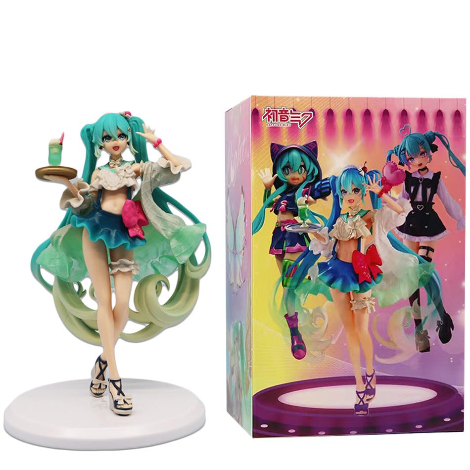 18CM Anime Hatsune Miku Figur Søte Godterier Melon Soda Float Stående Figur Søt Leketøy Gave Samling Action Figur PVC Dukker