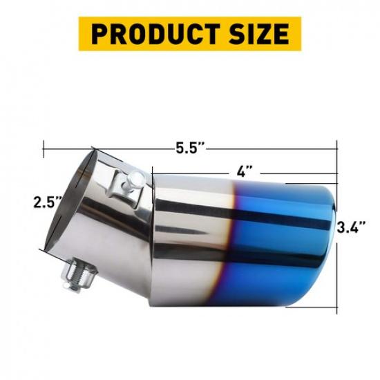 Car Exhaust Pipe Tip Rear Tail Throat Muffler Stainless Steel Round Accessories