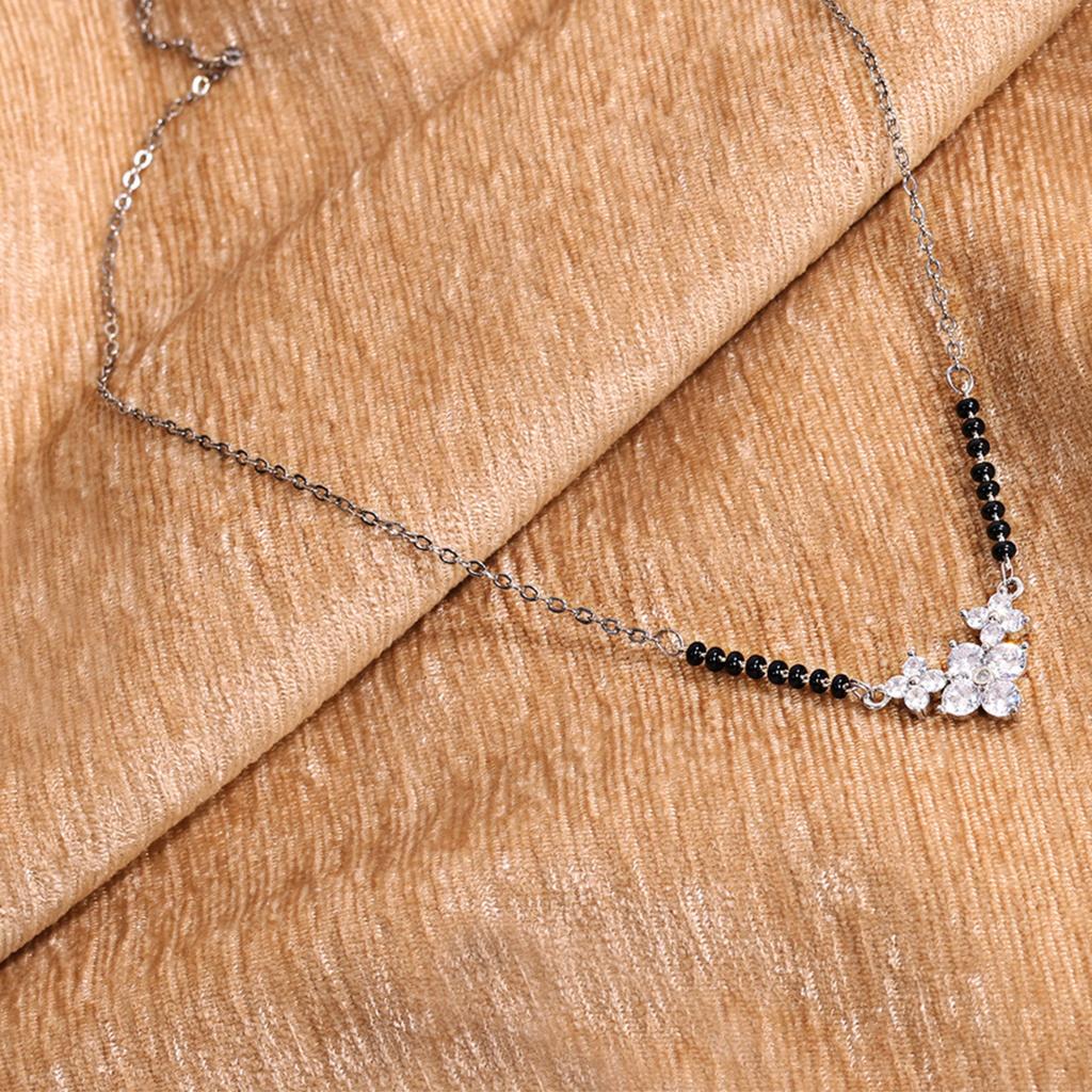 Abdesigns Diamond Mangalsutra, Silver Plated Indian Mangalsutra, Bollywood Actress Mangalsutra, Synthetic Lab Grown Diamond Mangalsutra