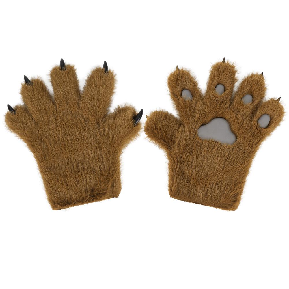 Updated Furryry Animal Paws Gloves for Teens Adult Cats Paws Plush Gloves Anime Mittens for Halloween Lolita Cosplay Costume Accessory One Size