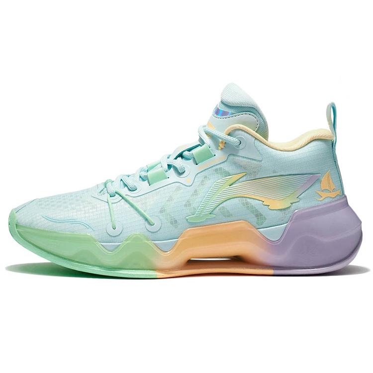 New LiNing Liren 2 Low Seashore Cushioning Anti Slip And Wear Resistant Low Top Basketball Shoes Men's Neon Pink Green ABAS039-4