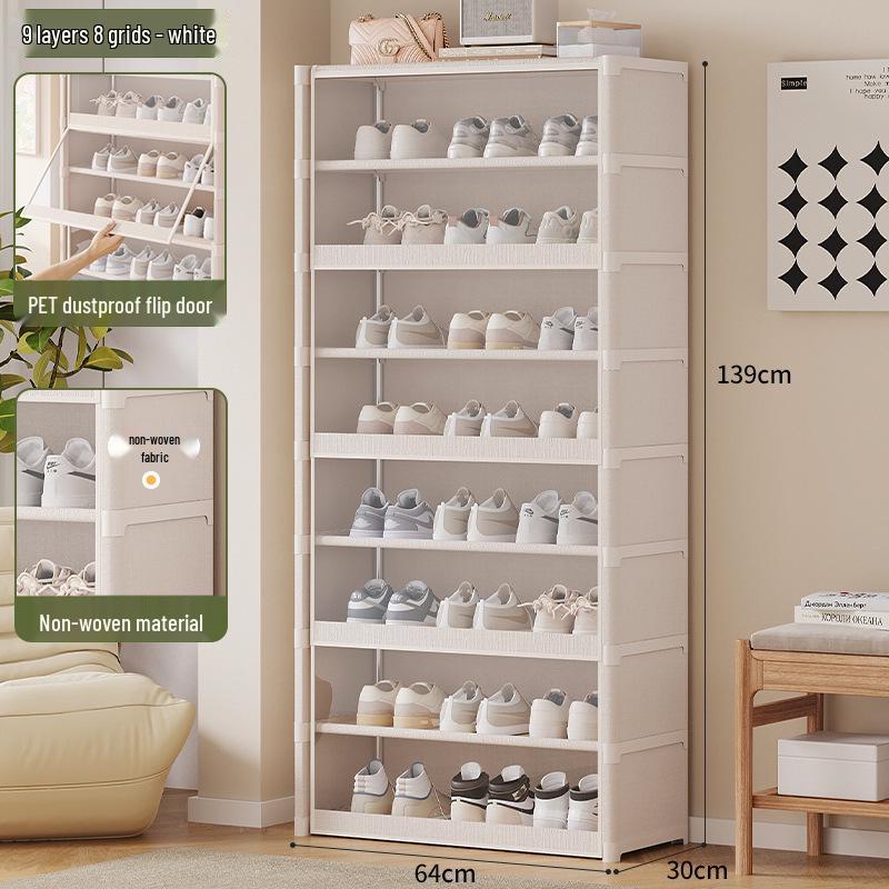 Sturdy Multi-layer Shoe Rack with Dustproof Transparent Shelves, Ideal for Home or Dorm.