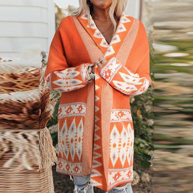 

Pattern European and American Style Mid Length Long Length Outwear Knitting Cardigan Orange P1014 XS code fits (35.00 kg-45.00 kg