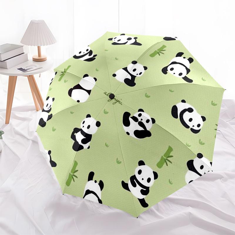 1pc Cute Panda Pattern Umbrella with Plastic Handle,Compact & Stylish,Cartoon Pattern,Outdoor UmbrellaPT296