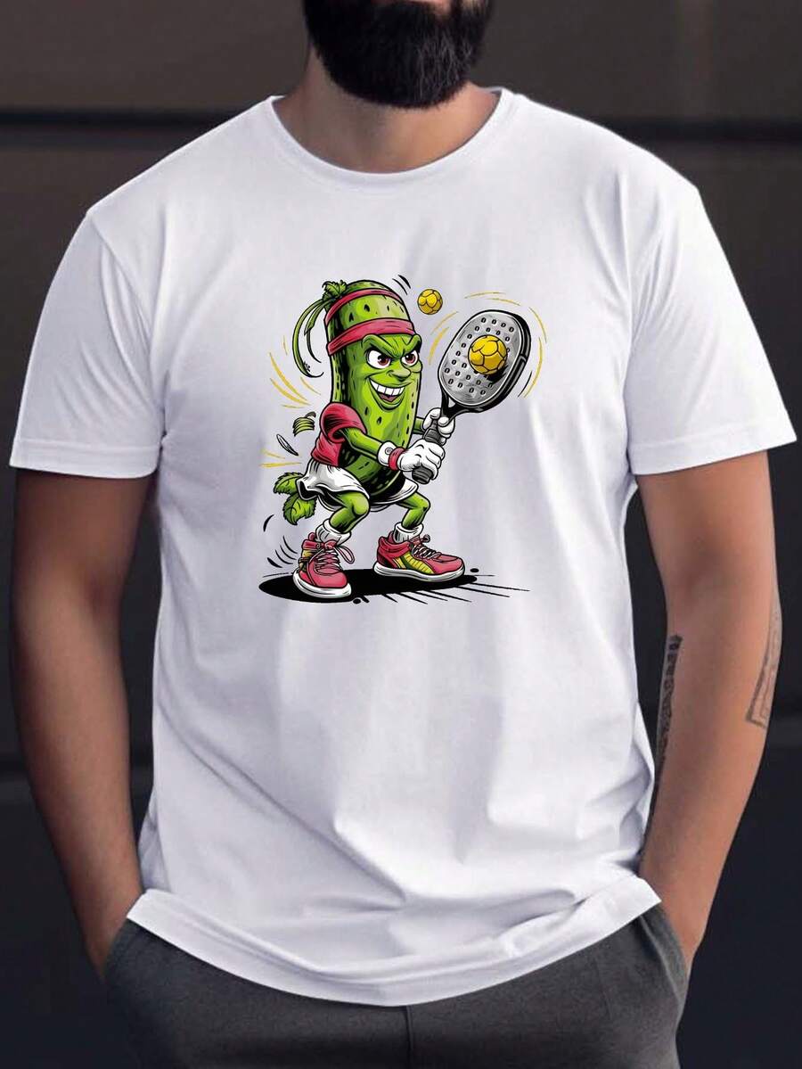 

Pickle Playing Paddle Ball Print Summer Fitness Unisex T-Shirt M