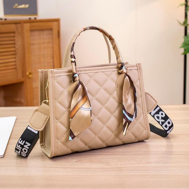 Texture Bag, Diamond Patterned Crossbody Bag, Silk Scarf, Women s Bag, Outdoor Travel Bag