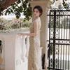 Yellow sleeveless national style new Chinese daily Suzhou long cheongsam improved young 1011 new women's high sense