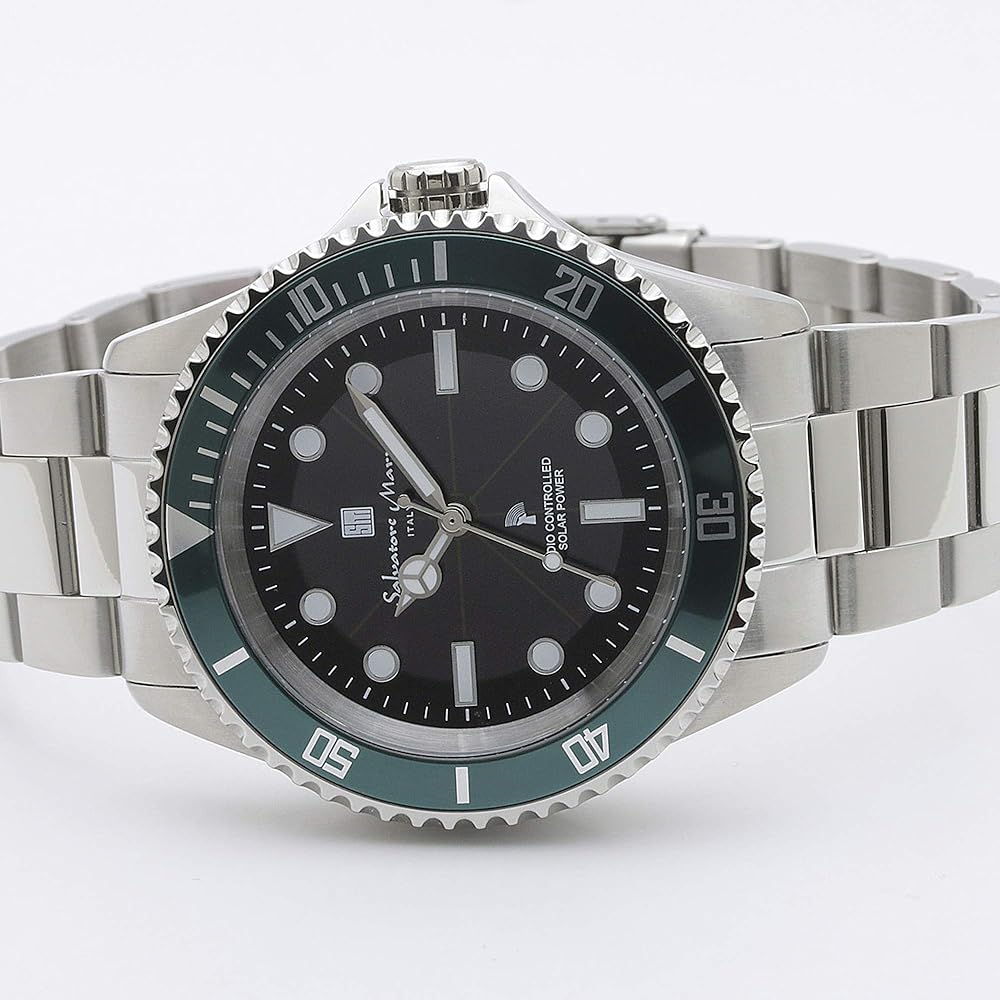 Salvatore Marra Men's Solar Radio-Controlled Watch Black Waterproof Business Style with Cross SSBKGR