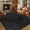 Persian American Black Carpet Large Area Living Room Decoration Home Retro Ethnic Bedroom Rug Cloakroom Lounge Soft Mat Washable